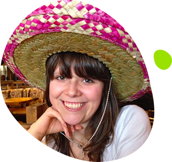 Emma Beal wearing a Mexican hat